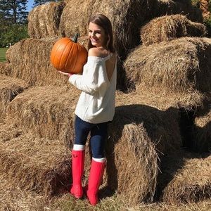 White open back sweater